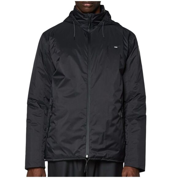 Rains Jacket Adult XL Black Padded Nylon 15470 Full Zip Waterproof Hood